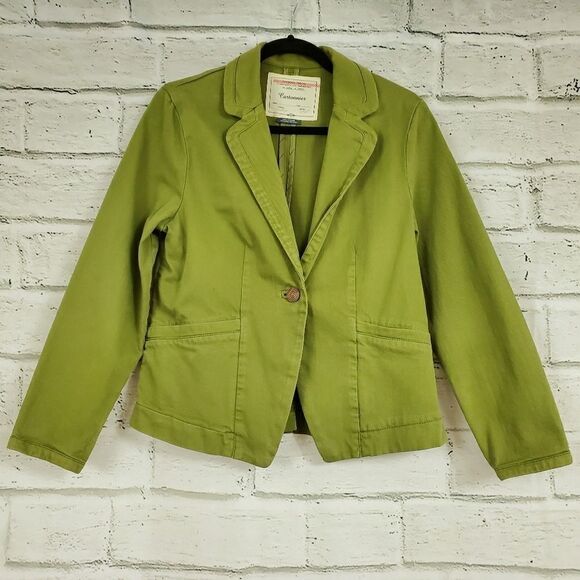 Cartonnier green jean jacket one button blazer - Picture 1 of 9